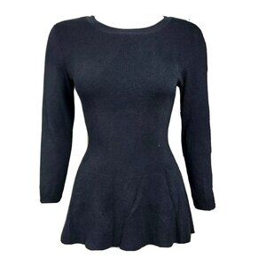 The Limited Sweater Top Womens Size XS‎ Solid All Black Ribbed Long Sleeve